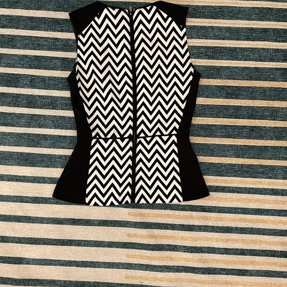 Black White Print Peplum Blouse *Buy 2, Get 1 Free - Picture 4 of 4